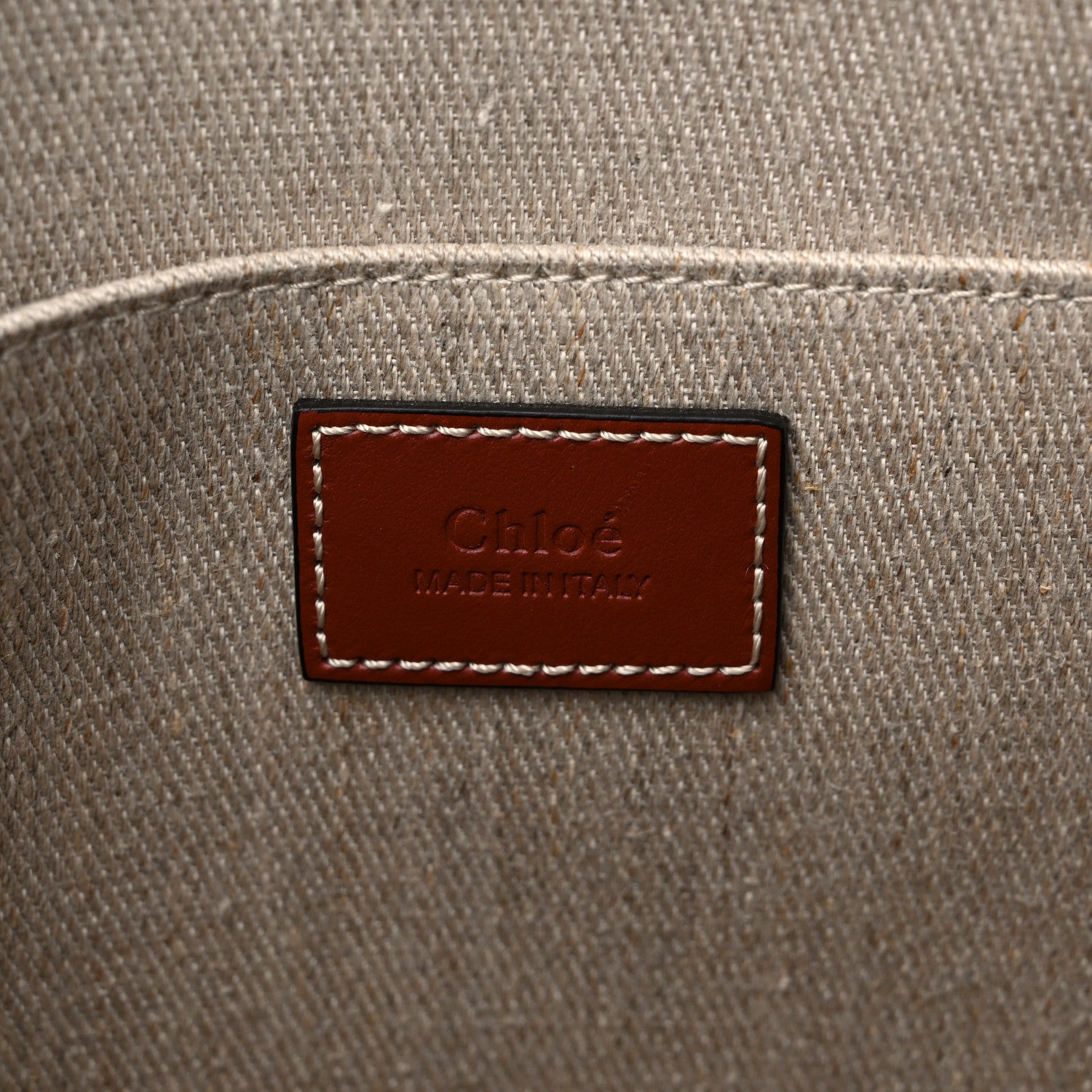 Chloe Cotton Calfskin Medium Woody Ribbon Tote White Brown 6 of 10
