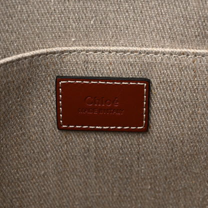 Chloe Cotton Calfskin Medium Woody Ribbon Tote White Brown 6 of 10