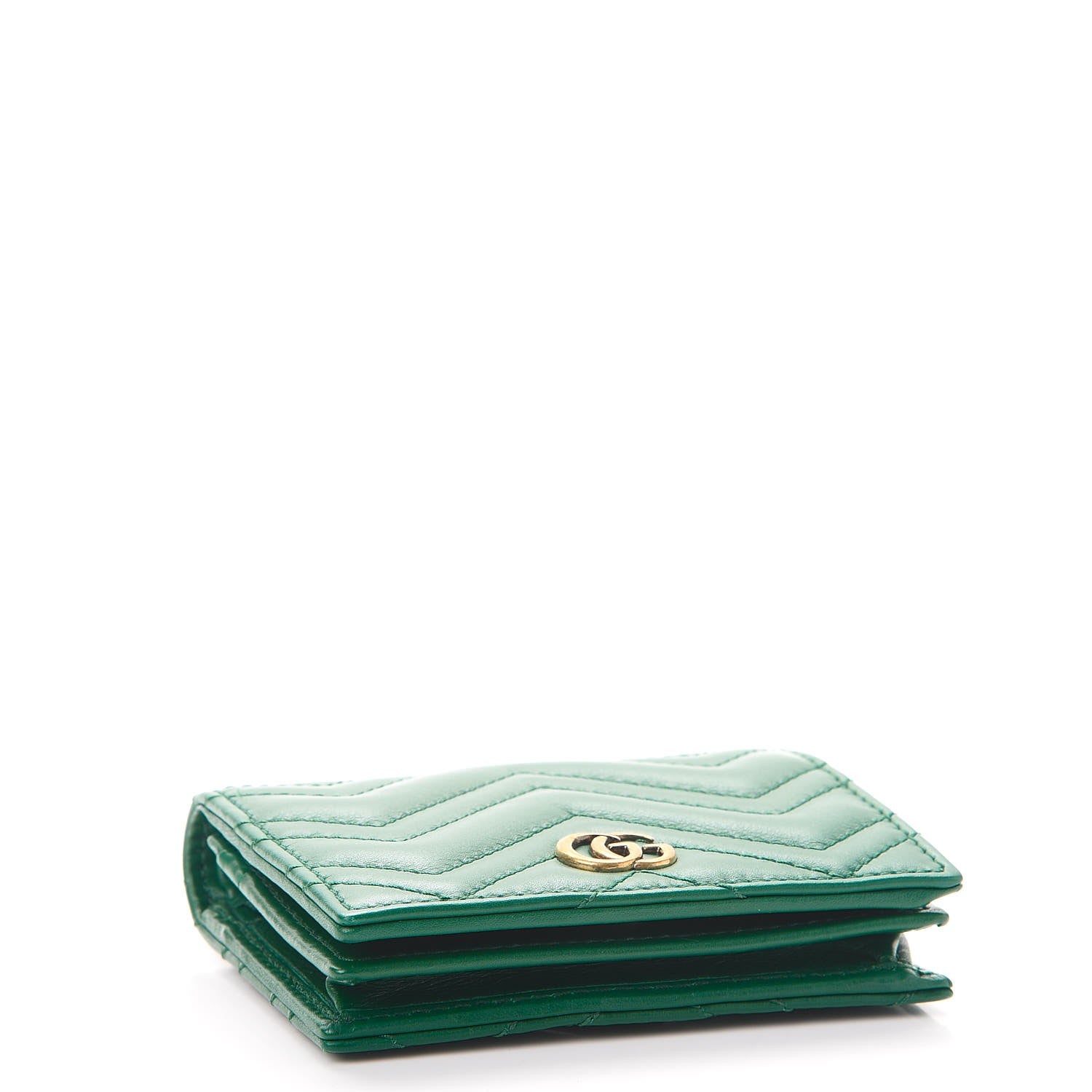 Gucci Calfskin Matelasse GG Marmont Card Case Wallet Emerald 4 of 9