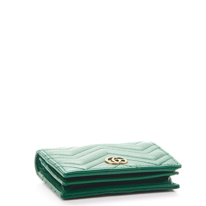 Gucci Calfskin Matelasse GG Marmont Card Case Wallet Emerald 4 of 9