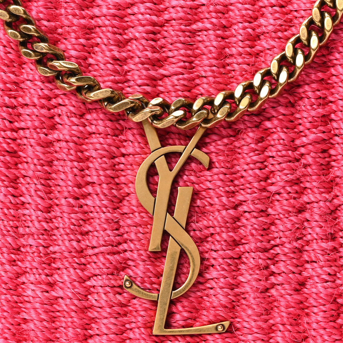 Saint Laurent Raffia Medium Monogram Kate Satchel Pink Glow 8 of 10