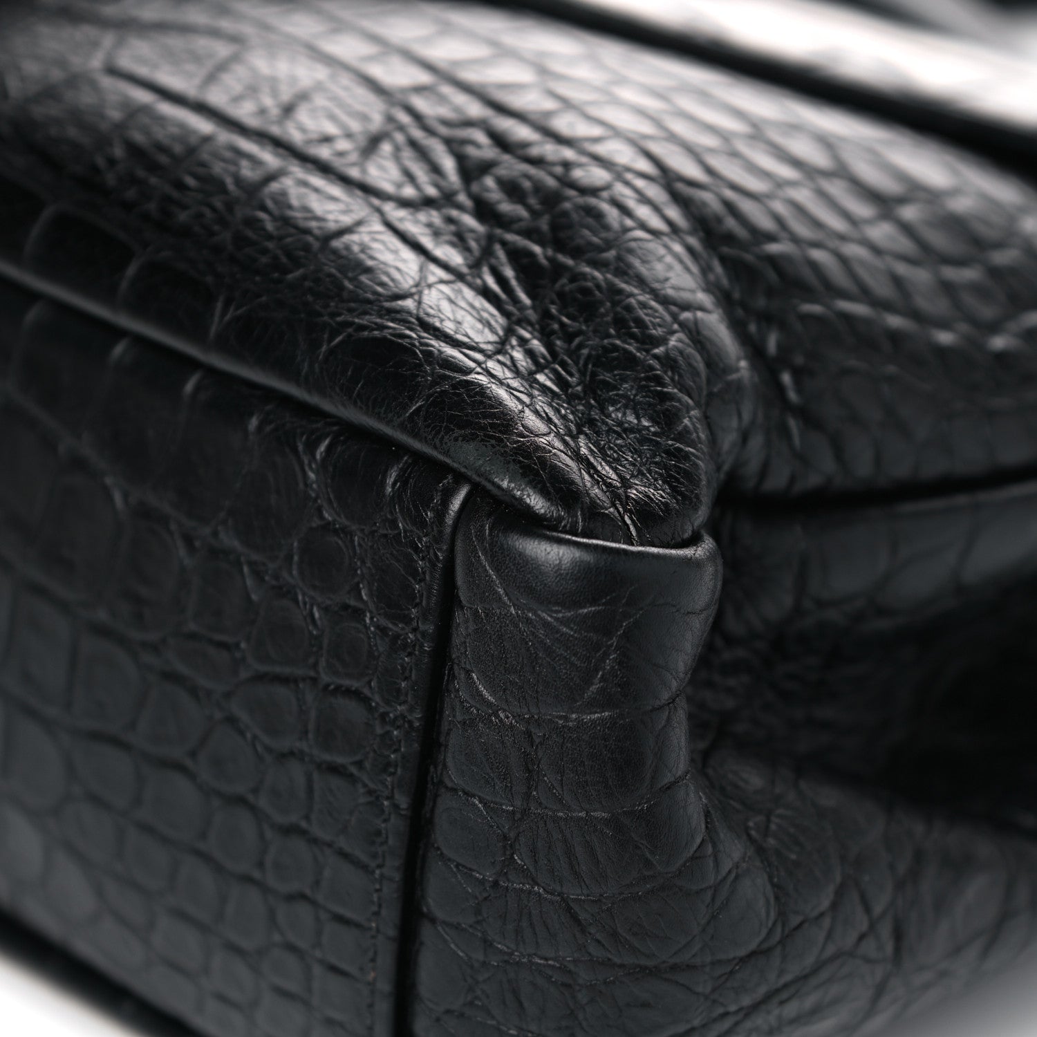 Saint Laurent Calfskin Crocodile Embossed Monogram Large College Satchel Black 6 of 10