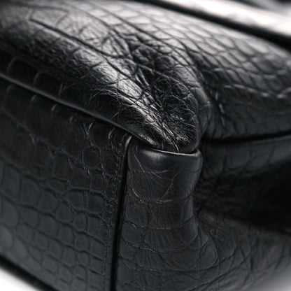 Saint Laurent Calfskin Crocodile Embossed Monogram Large College Satchel Black 6 of 10