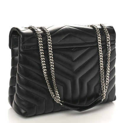 Saint Laurent Calfskin Y Quilted Monogram Medium Loulou Chain Satchel Black 2 of 9