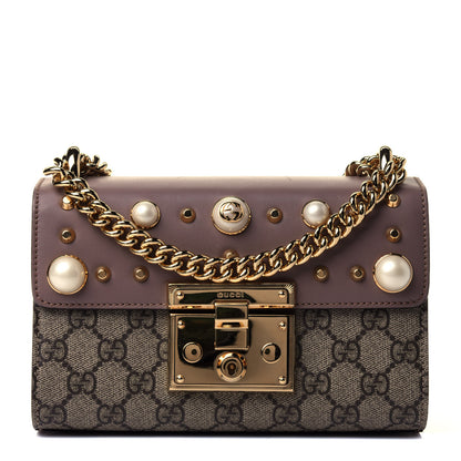 Gucci GG Supreme Monogram Studded Small Padlock Shoulder Bag Porcelain Rose 1 of 4