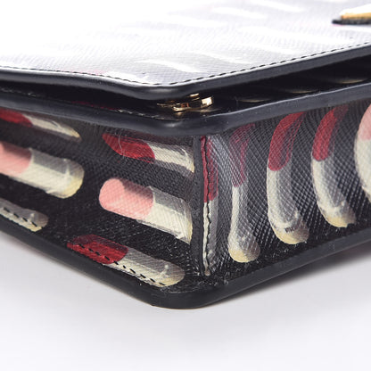Prada Saffiano Triangle Logo Lipstick Print Mini Crossbody Bag Black 7 of 9