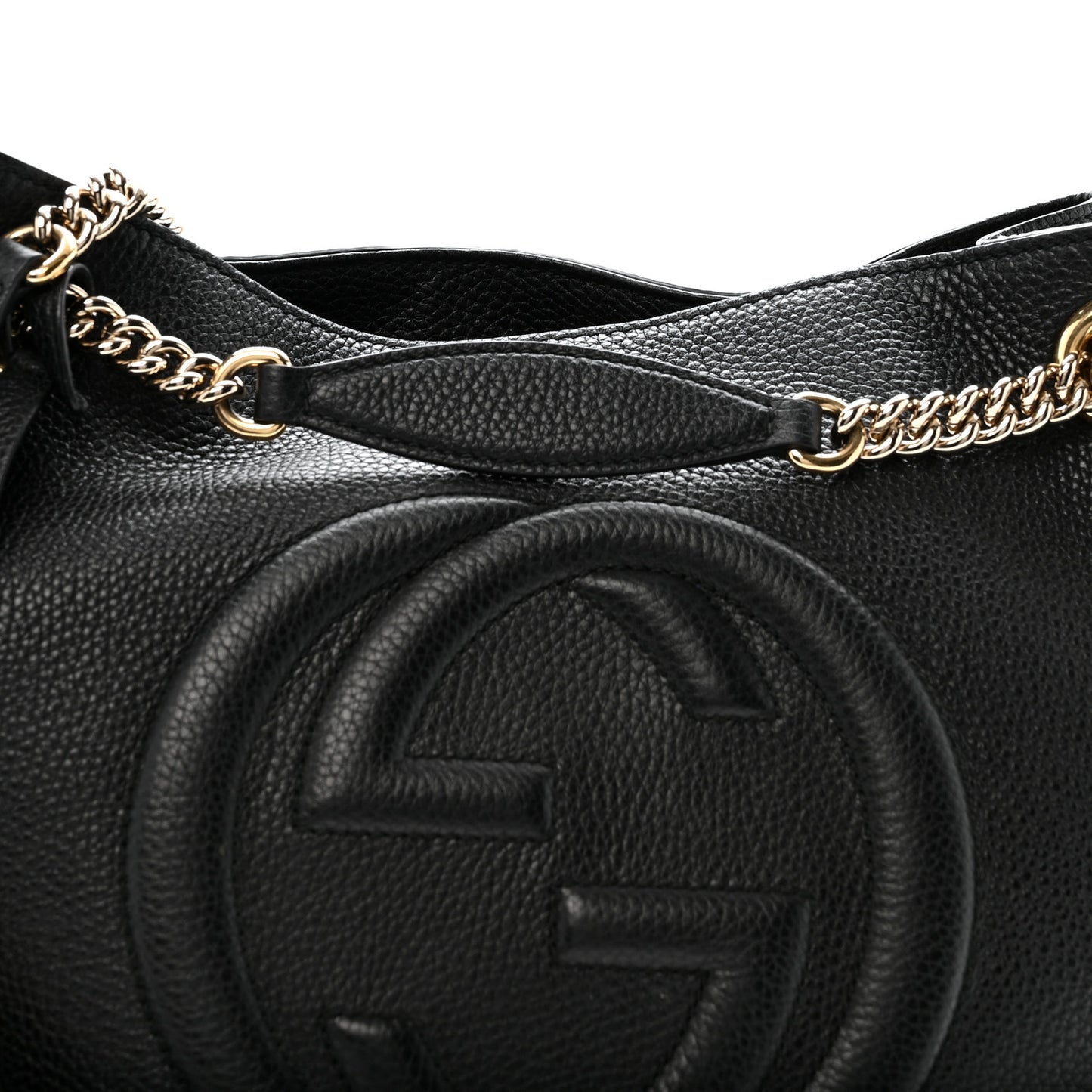 Pebbled Calfskin Medium Soho Chain Shoulder Bag Black