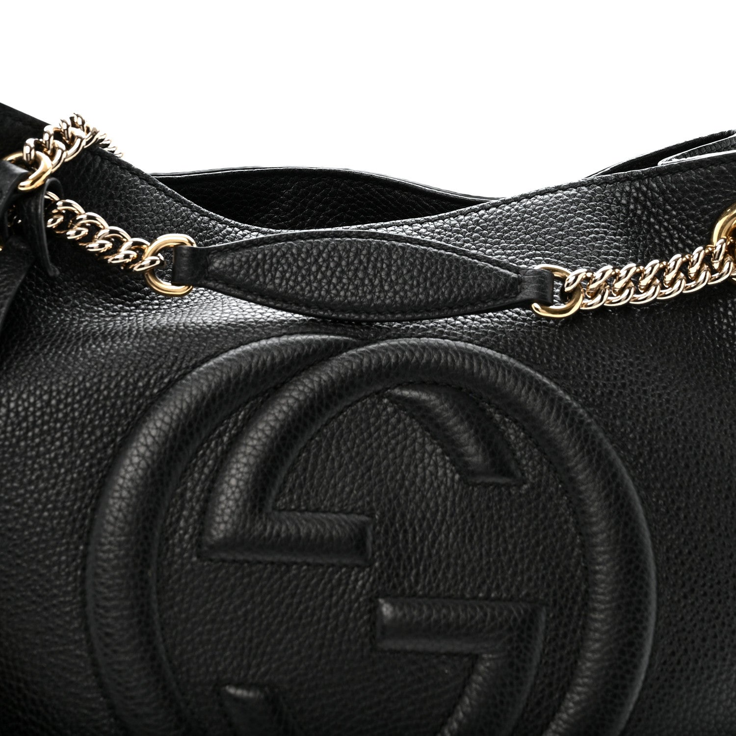 Gucci Pebbled Calfskin Medium Soho Chain Shoulder Bag Black 8 of 13