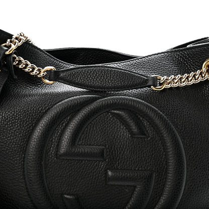 Gucci Pebbled Calfskin Medium Soho Chain Shoulder Bag Black 8 of 13