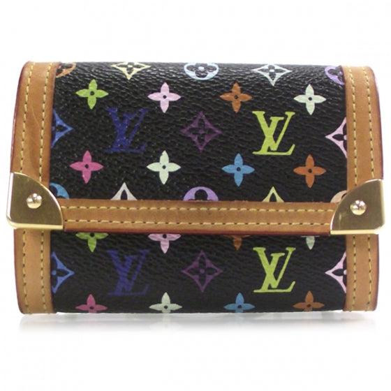 Monogram Multicolor Porte-Monnaie Plat Coin Purse Black