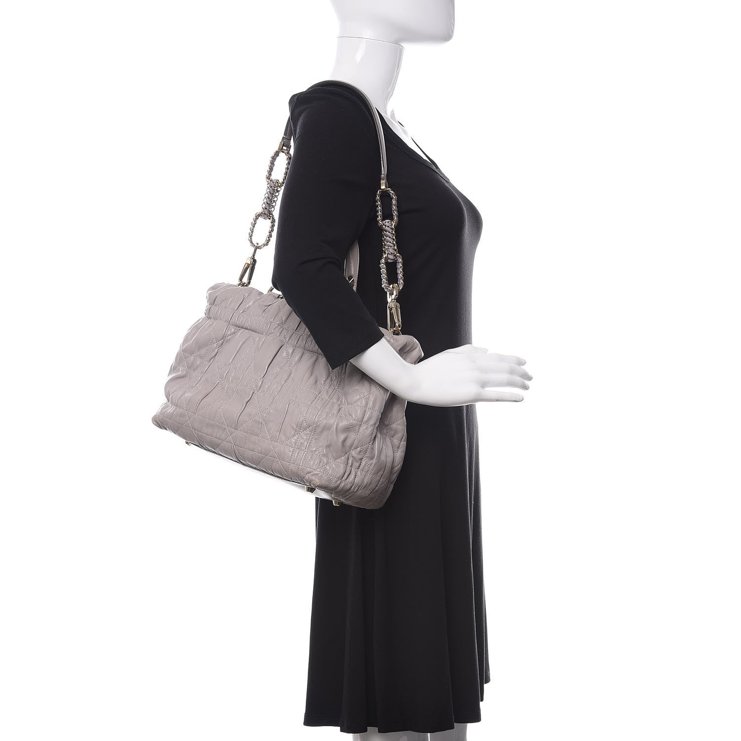 Christian Dior Gaufre Lambskin Cannage Delices Tote Grey 2 of 11