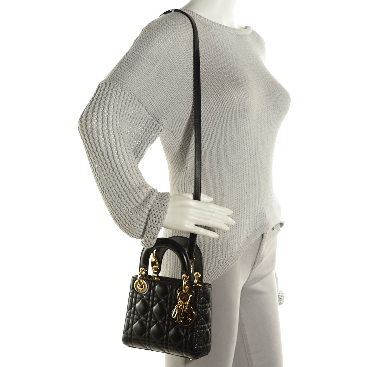 Christian Dior Lambskin Cannage Micro Lady Dior Black 2 of 9