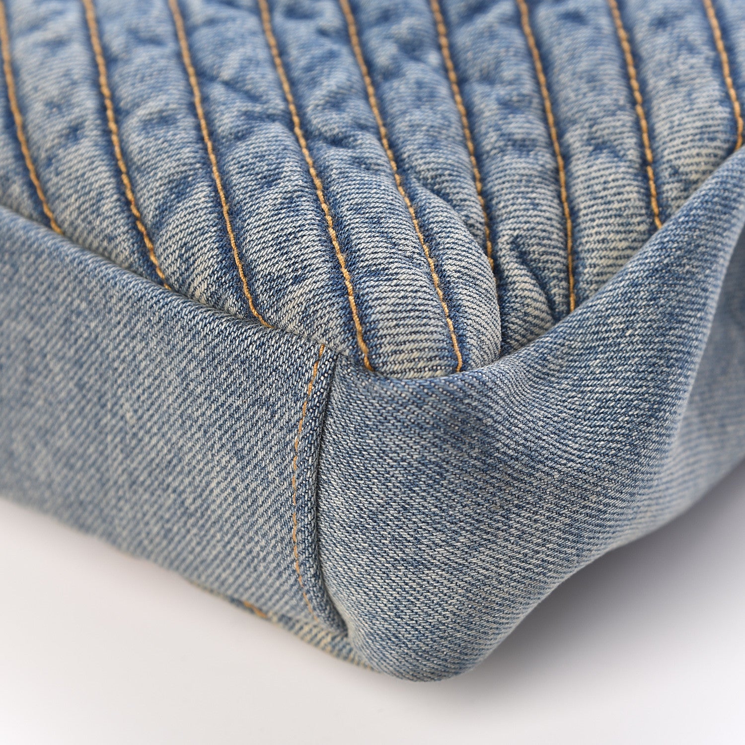 Saint Laurent Denim Matelasse Chevron Summer Embroidered Monogram Medium College Bag Blue 11 of 16