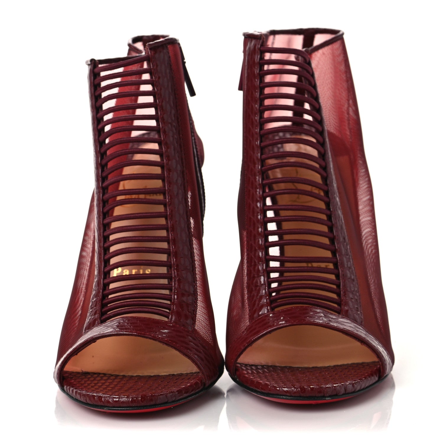 Christian Louboutin Calfskin Jurassic Rete Trouble 100 Booties 38.5 Red 2 of 6