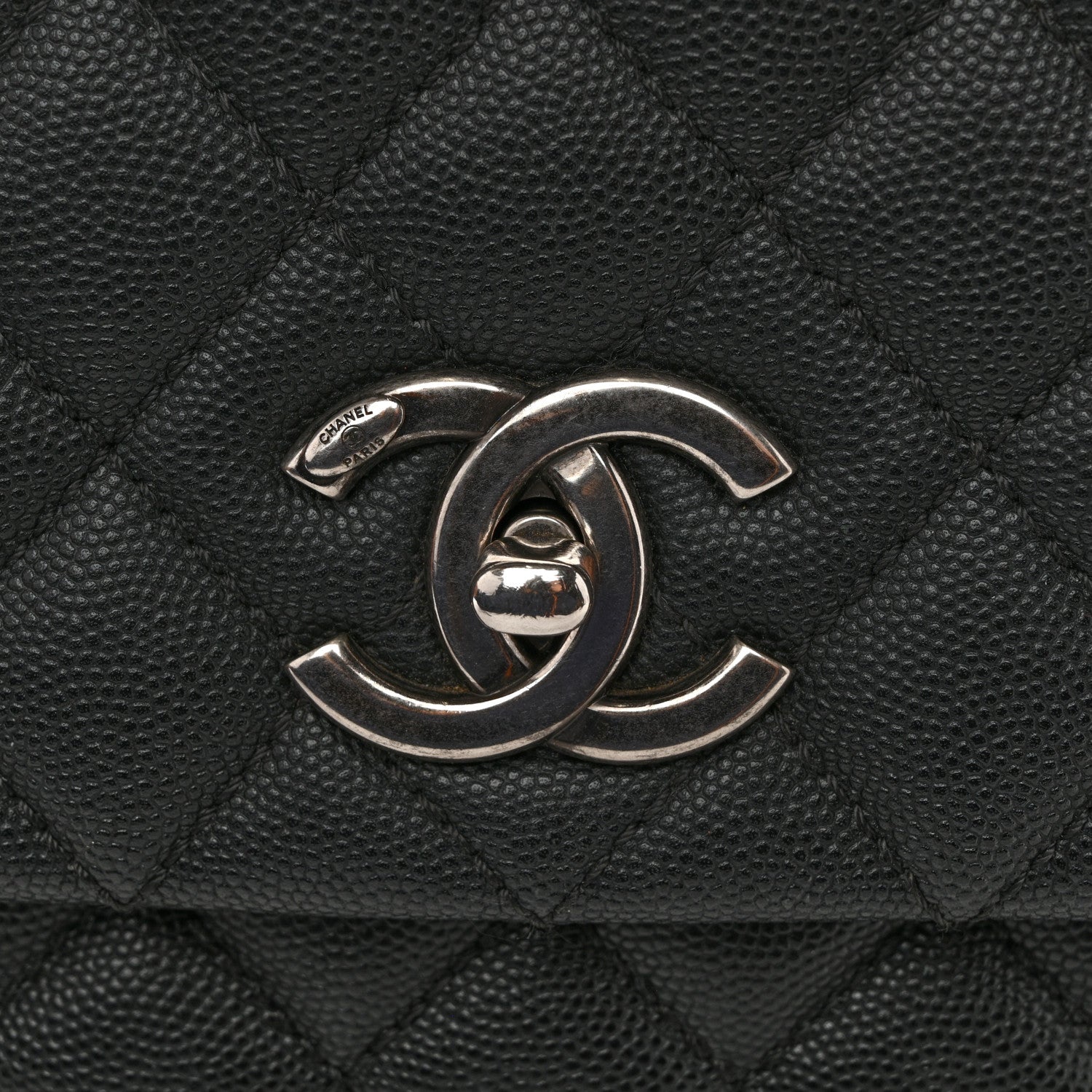 Chanel Caviar Lizard Embossed Quilted Small Coco Handle Flap Black 12 of 15
