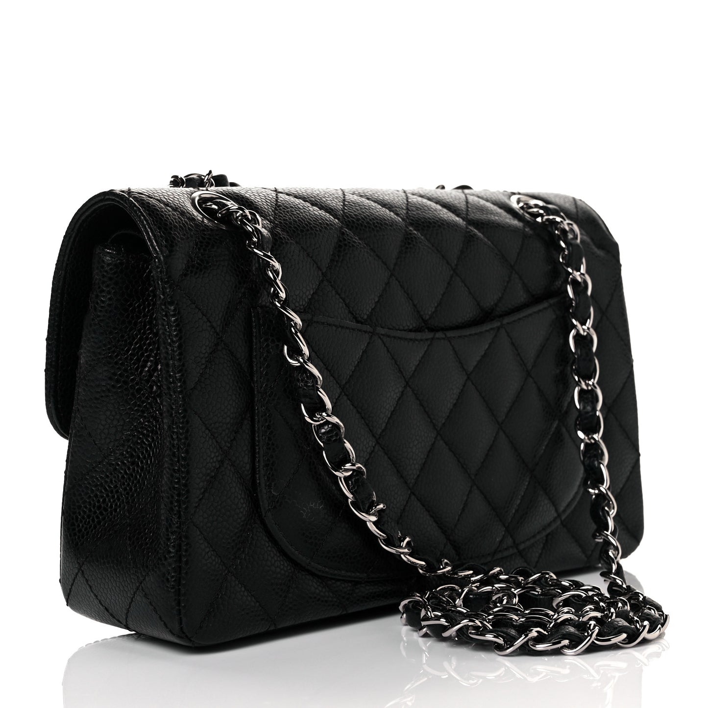 Caviar Quilted Small Double Flap Black