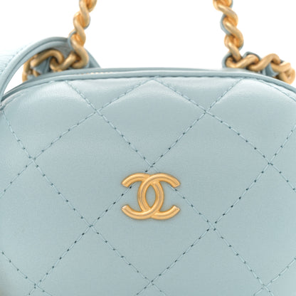 Chanel Lambskin Quilted CC Bubble Vanity Case With Chain Light Blue 8 of 11