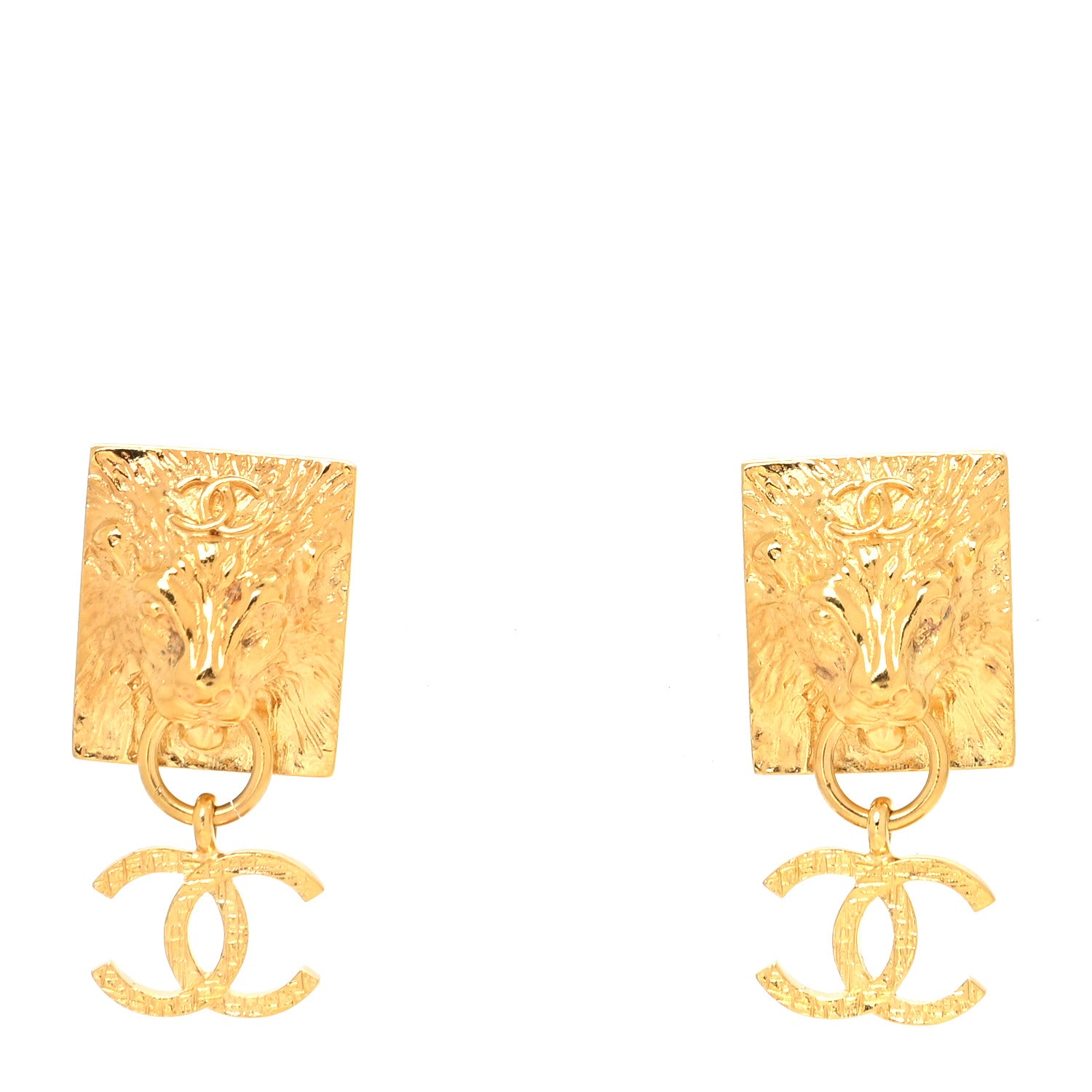 Chanel Metal CC Lion Earrings Gold 1 of 4