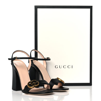 Gucci Lifford Calfskin GG Marmont Ankle Wrap 105mm Sandals 35 Black 8 of 8