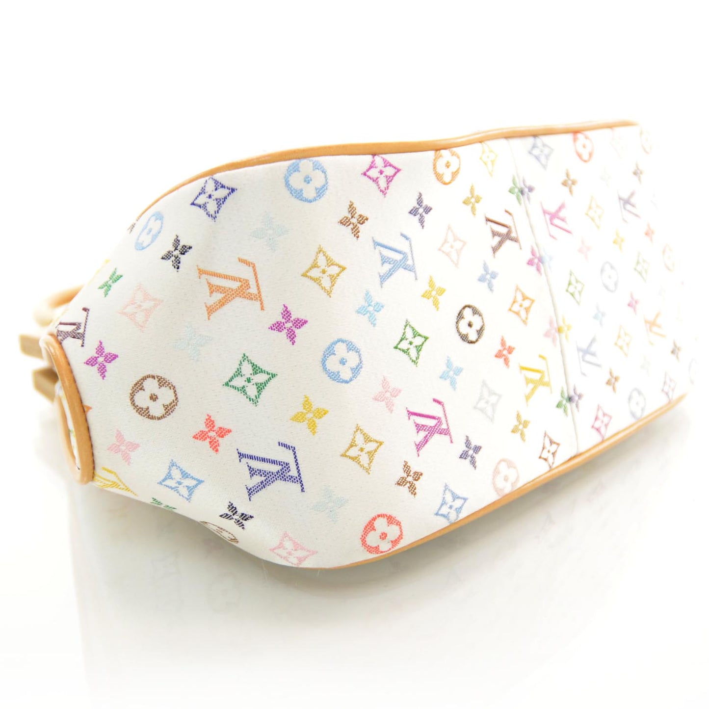 Silk Satin Monogram Multicolor Abelia White