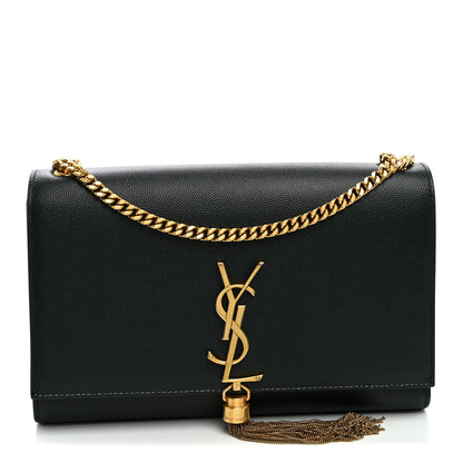 Saint Laurent Grain De Poudre Medium Classic Monogram Kate Tassel Satchel New Vert Fonce 1 of 9