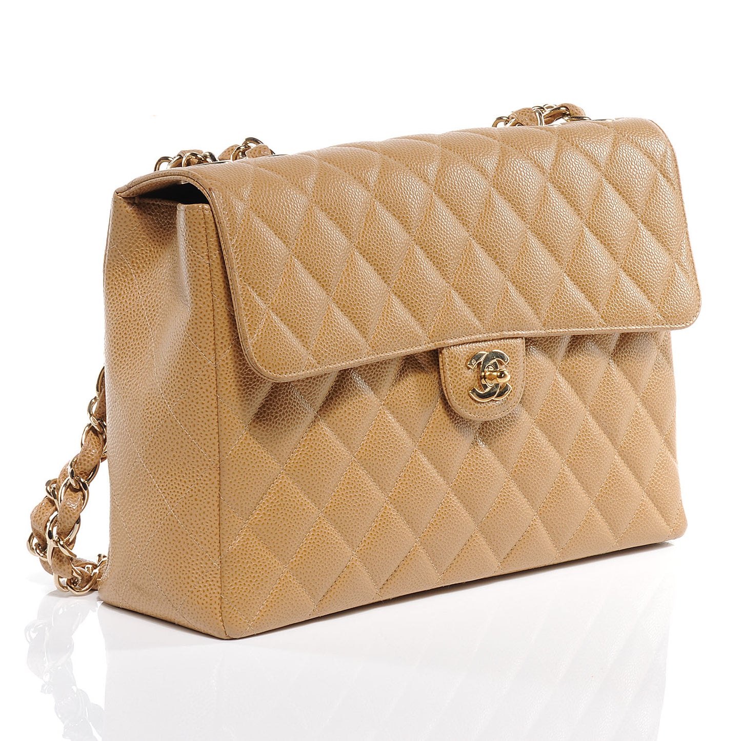 Caviar Jumbo Single Flap Beige