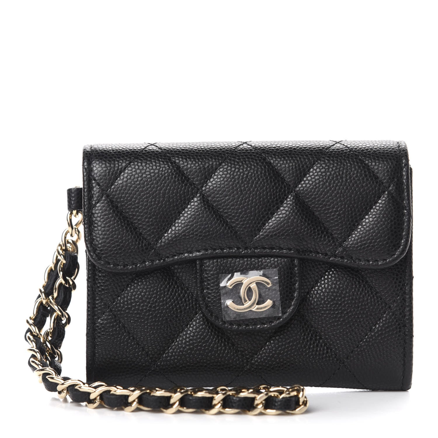Chanel Caviar Quilted Flap Card Holder Chain Wristlet Black 1 of 9