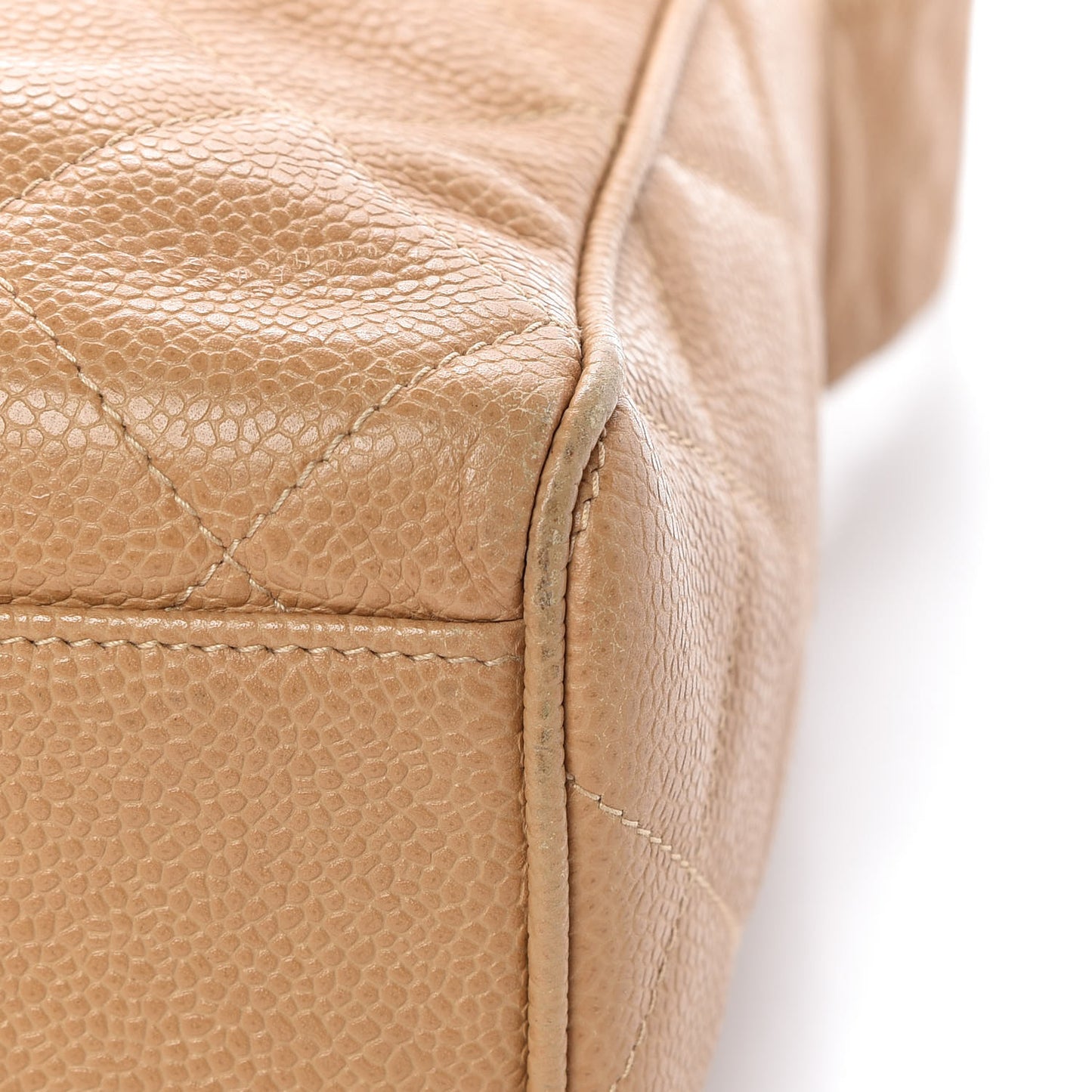 Caviar Quilted Flap Shoulder Bag Beige