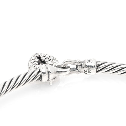 David Yurman Sterling Silver Diamond Heart Padlock Cable Bracelet 5 of 5
