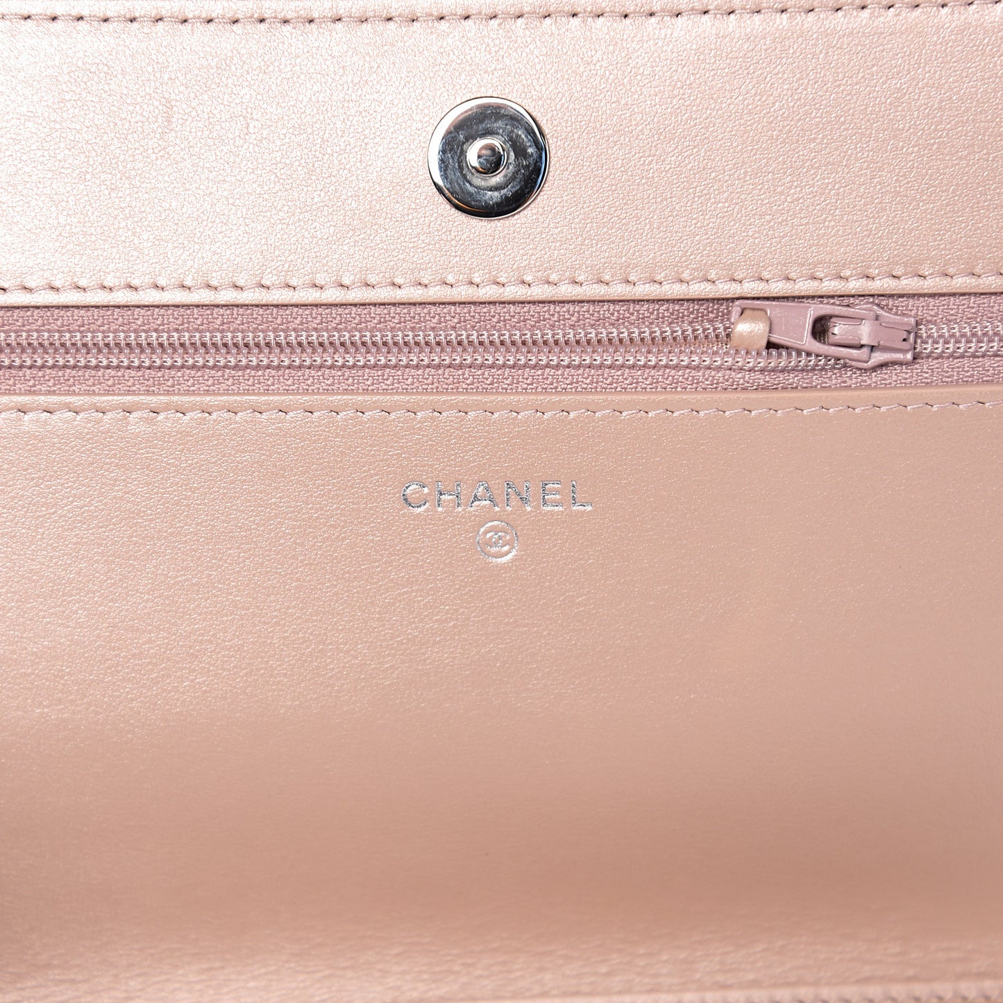 Goatskin Camellia Embossed Wallet On Chain WOC Light Pink