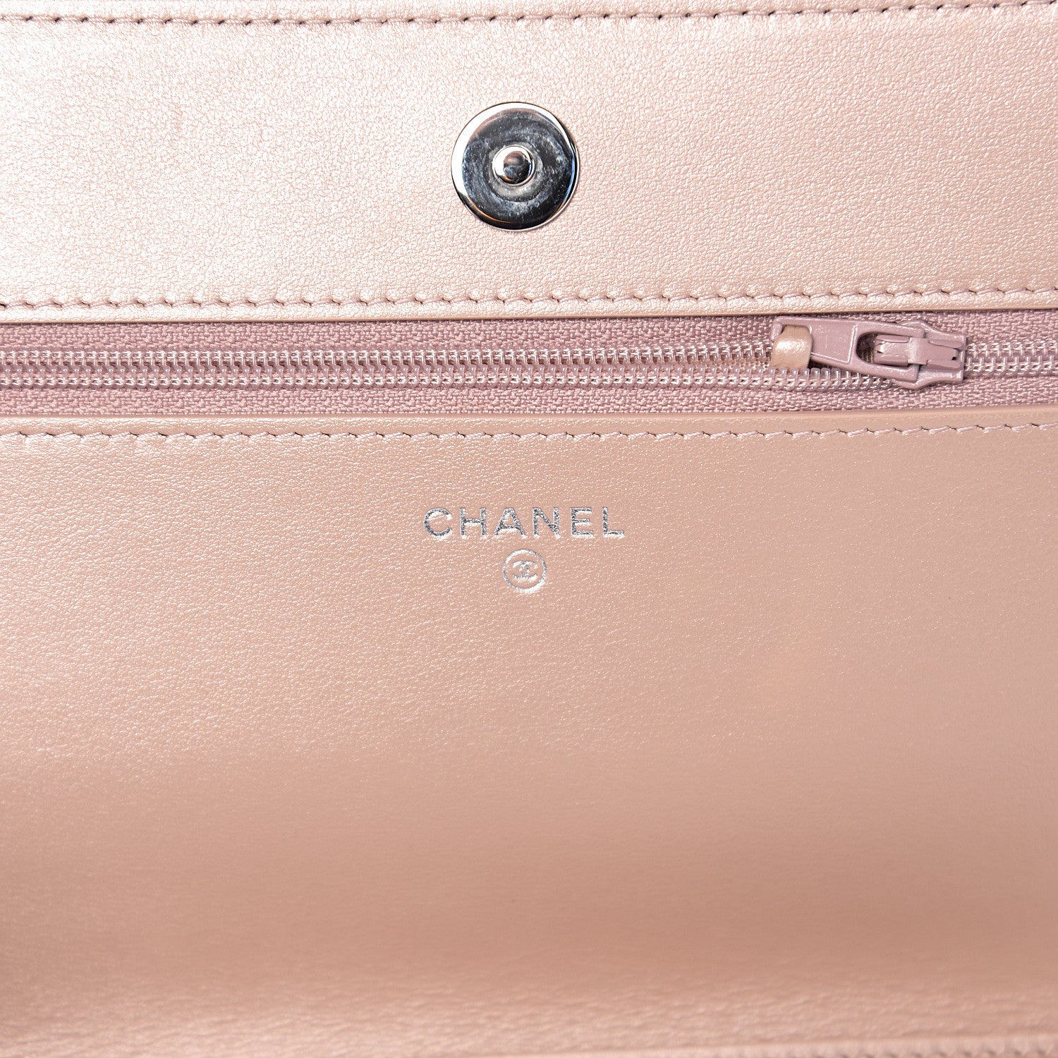 Chanel Goatskin Camellia Embossed Wallet On Chain WOC Light Pink 5 of 11