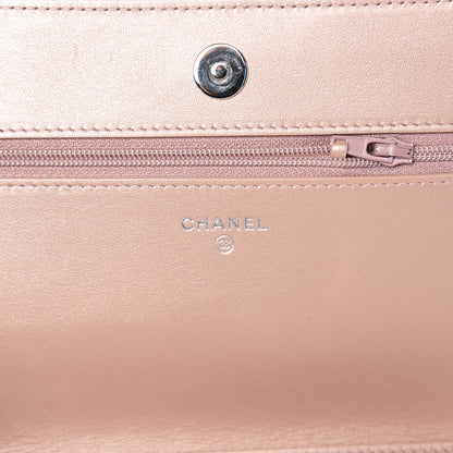 Chanel Goatskin Camellia Embossed Wallet On Chain WOC Light Pink 5 of 11