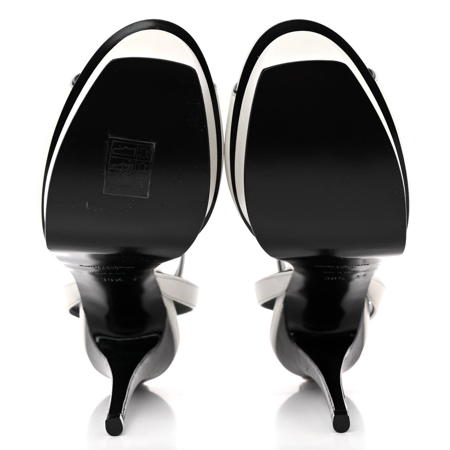Calfskin Tribute 105 Open Toe Platform Sandals 38.5 White Black