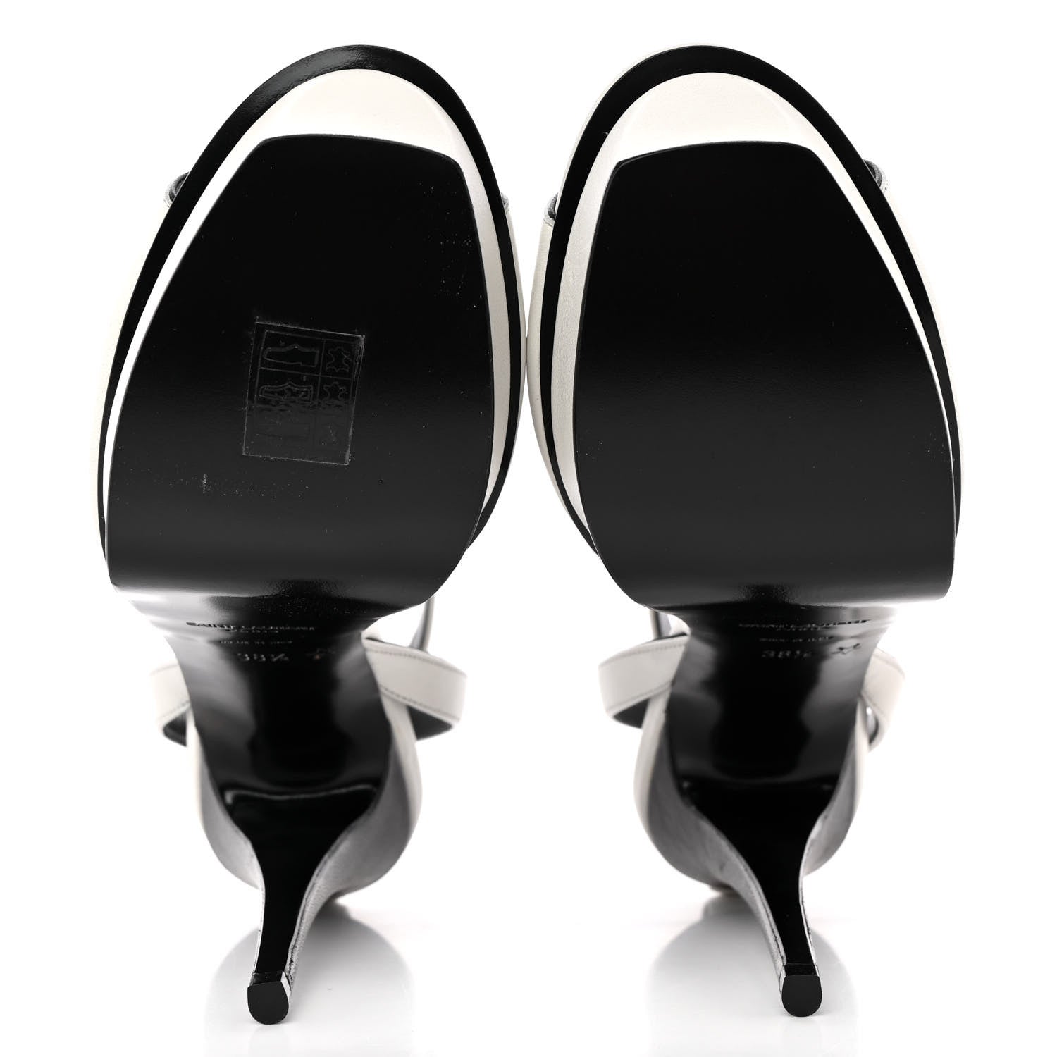 Saint Laurent Calfskin Tribute 105 Open Toe Platform Sandals 38.5 White Black 5 of 16