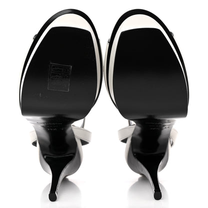 Saint Laurent Calfskin Tribute 105 Open Toe Platform Sandals 38.5 White Black 5 of 16