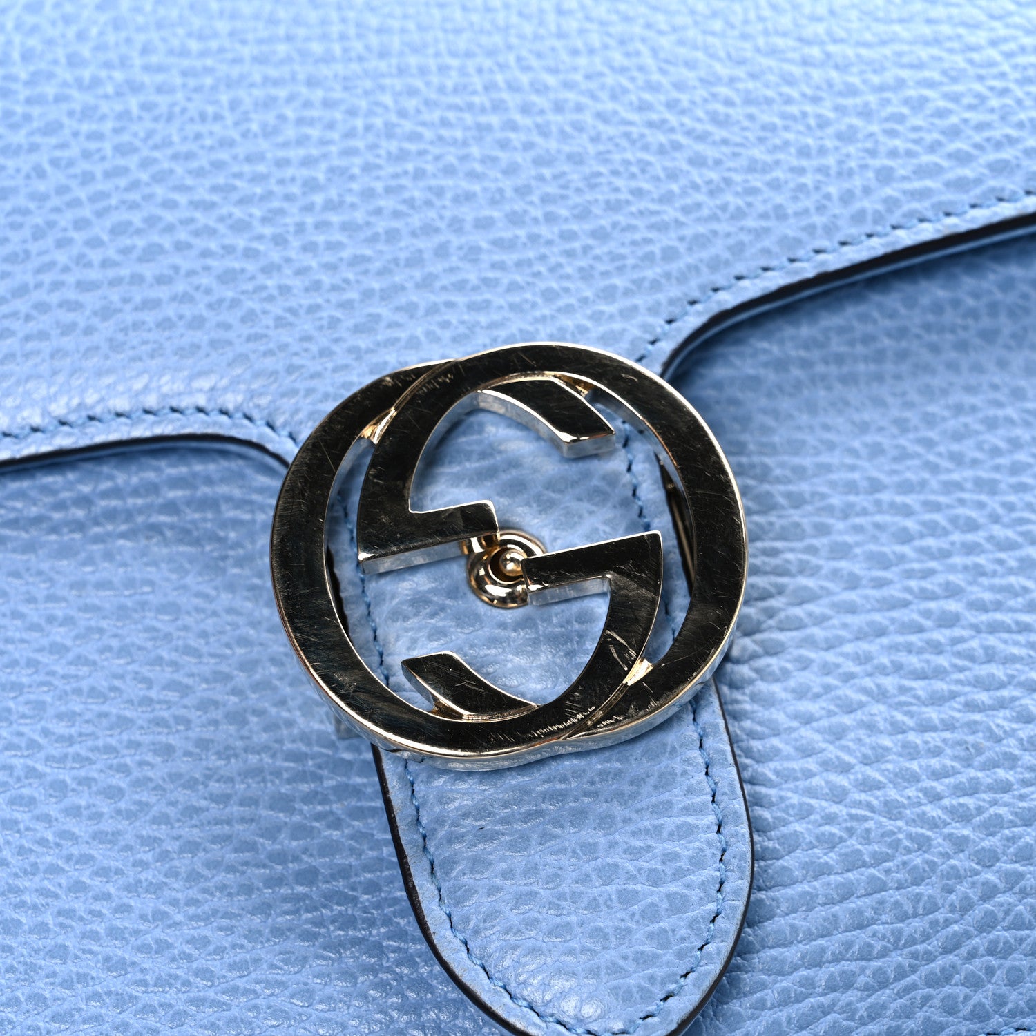 Gucci Dollar Calfskin Small Interlocking G Shoulder Bag Mineral Blue 11 of 11