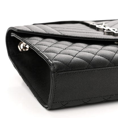 Saint Laurent Grain De Poudre Textured Mixed Matelasse Triquilt Medium Monogram Satchel Black 8 of 10