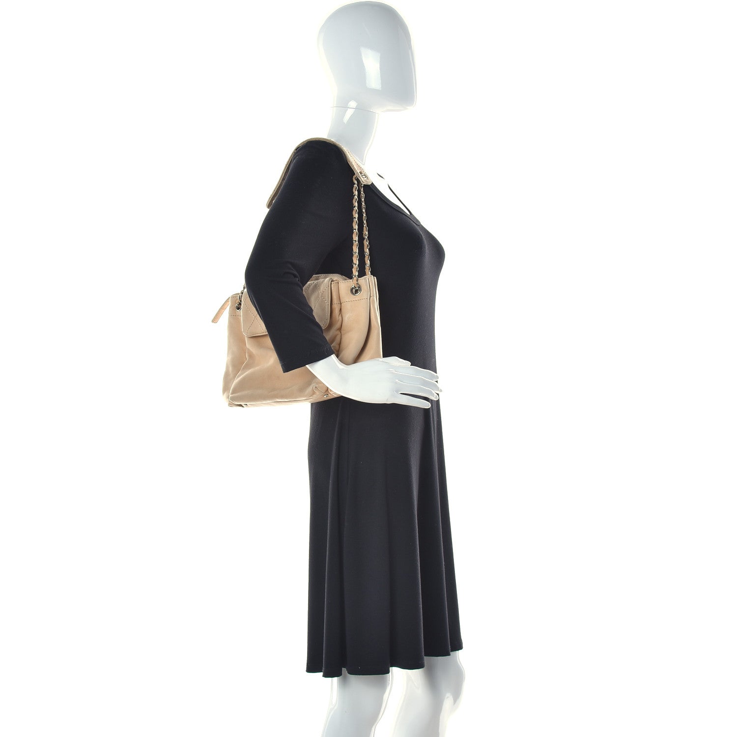 Chanel Lambskin Quilted Shoulder Flap Bag Beige 2 of 14