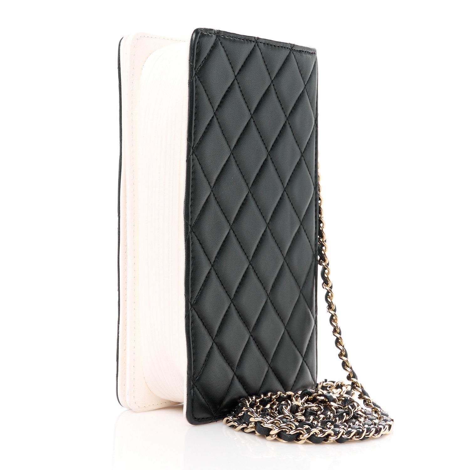 Chanel Lambskin Quilted Book Wallet On Chain WOC Black 3 of 11