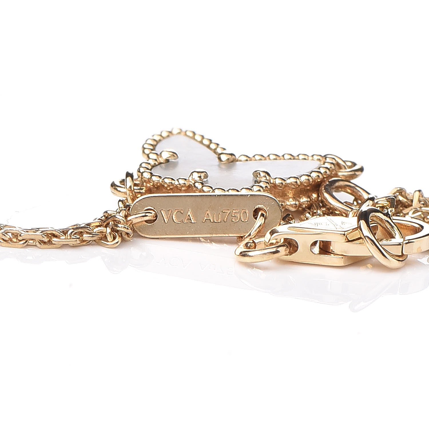 Van Cleef & Arpels 18K Yellow Gold Mother of Pearl Sweet Alhambra Butterfly Bracelet 6 of 8