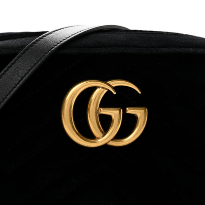 Gucci Velvet Matelasse Small GG Marmont Chain Shoulder Bag Black 8 of 12