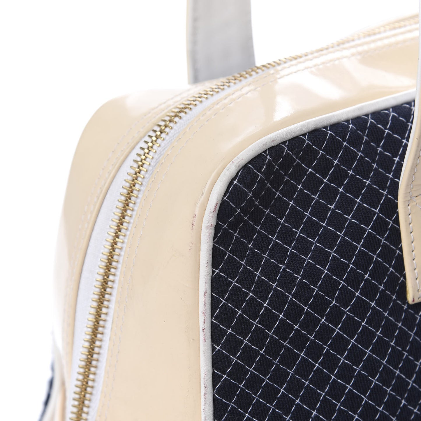 Patent Jersey Quilted Bowler Navy Blue