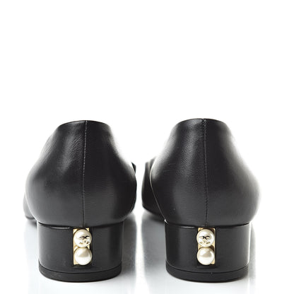 Chanel Lambskin Pearl CC Cap Toe Pump 36.5 Black 5 of 12
