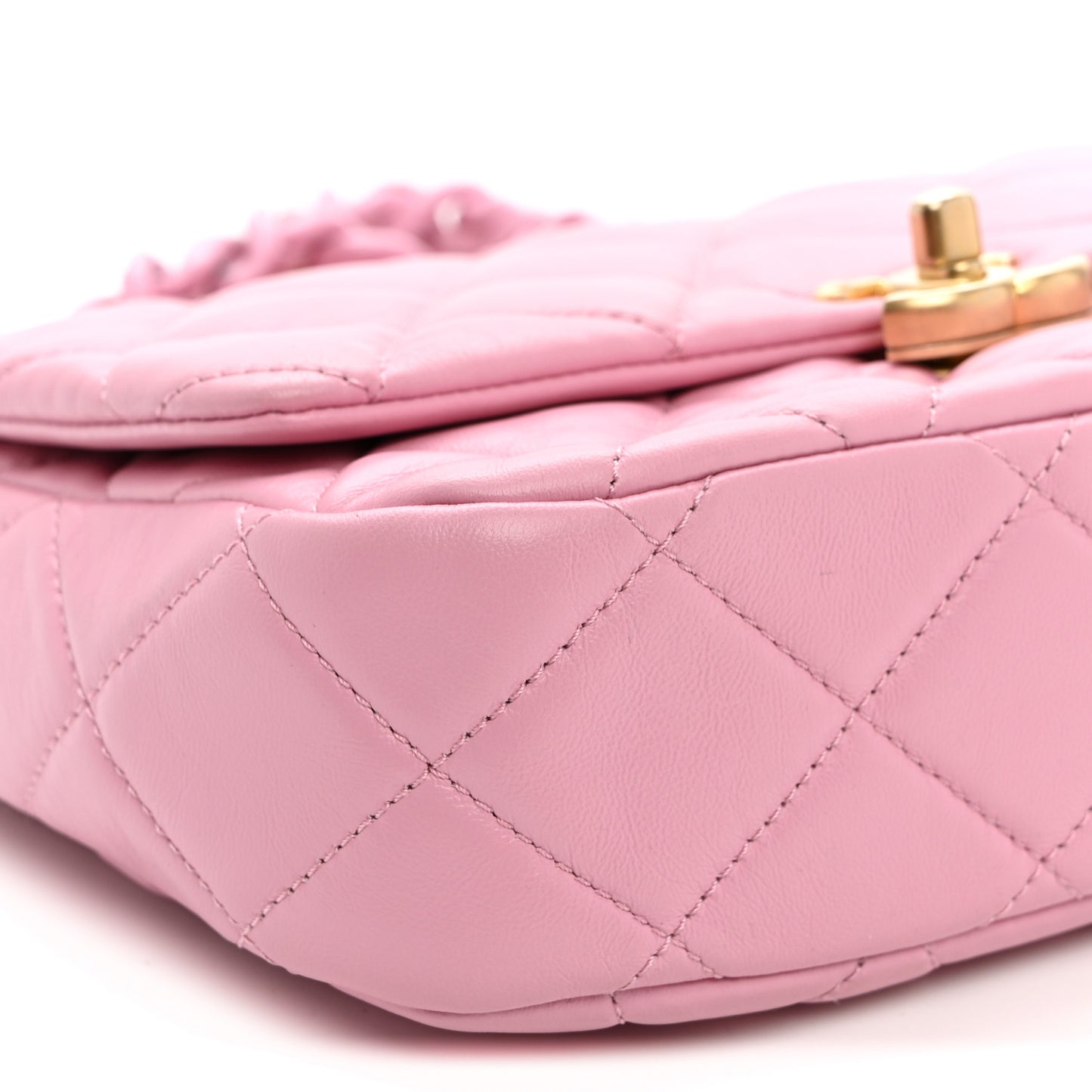 Lambskin Quilted Small Lacquered Chain Flap Pink