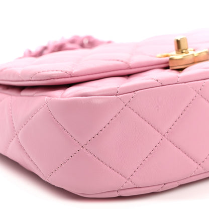 Chanel Lambskin Quilted Small Lacquered Chain Flap Pink 9 of 10
