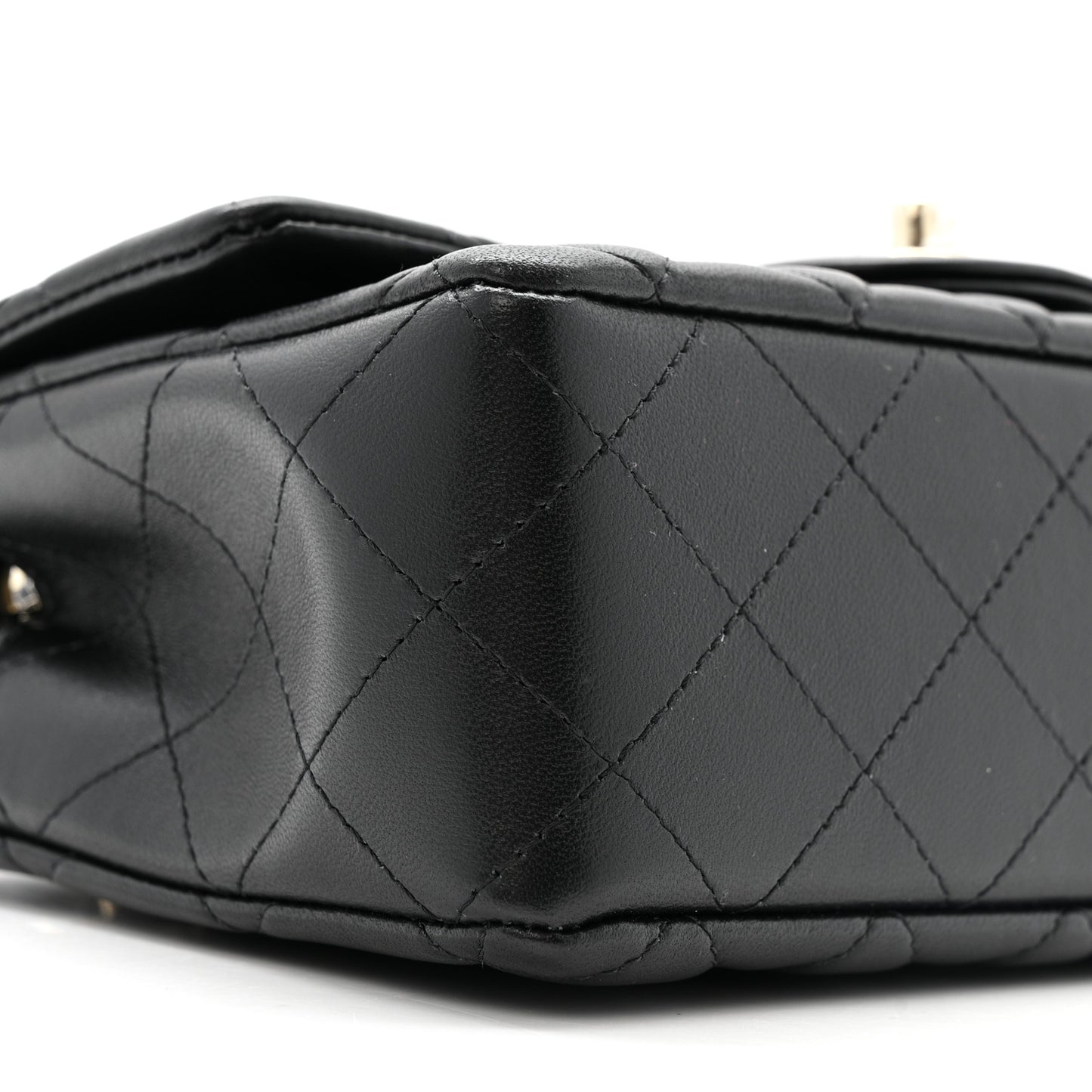 Lambskin Quilted Mini Rectangular Flap Black