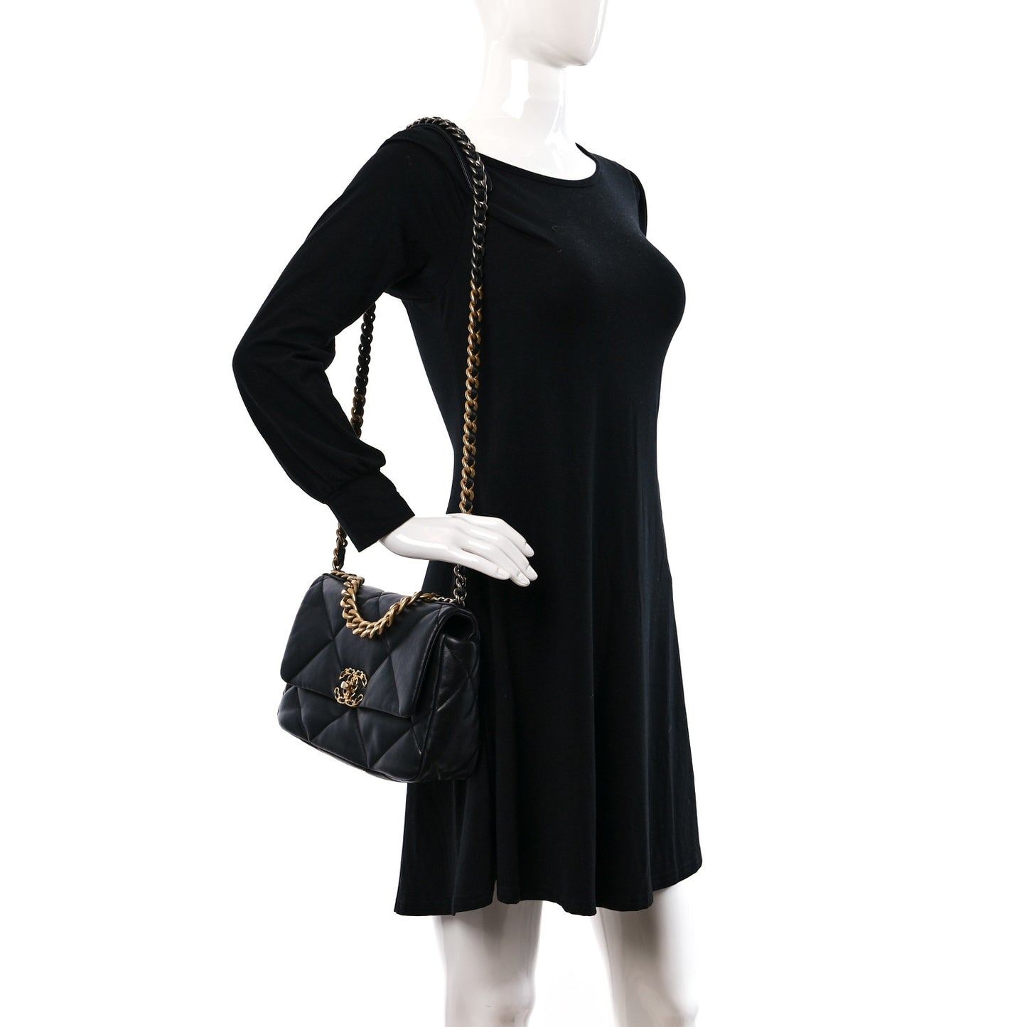 Lambskin Quilted Medium Chanel 19 Flap Black