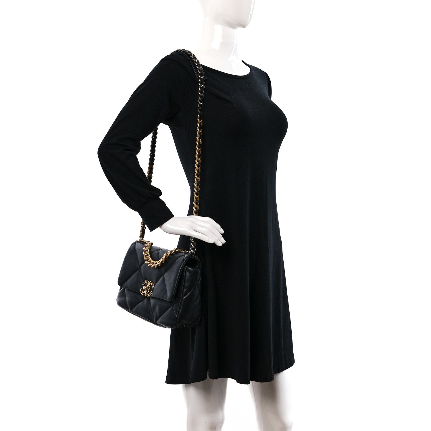 Chanel Lambskin Quilted Medium Chanel 19 Flap Black 2 of 10