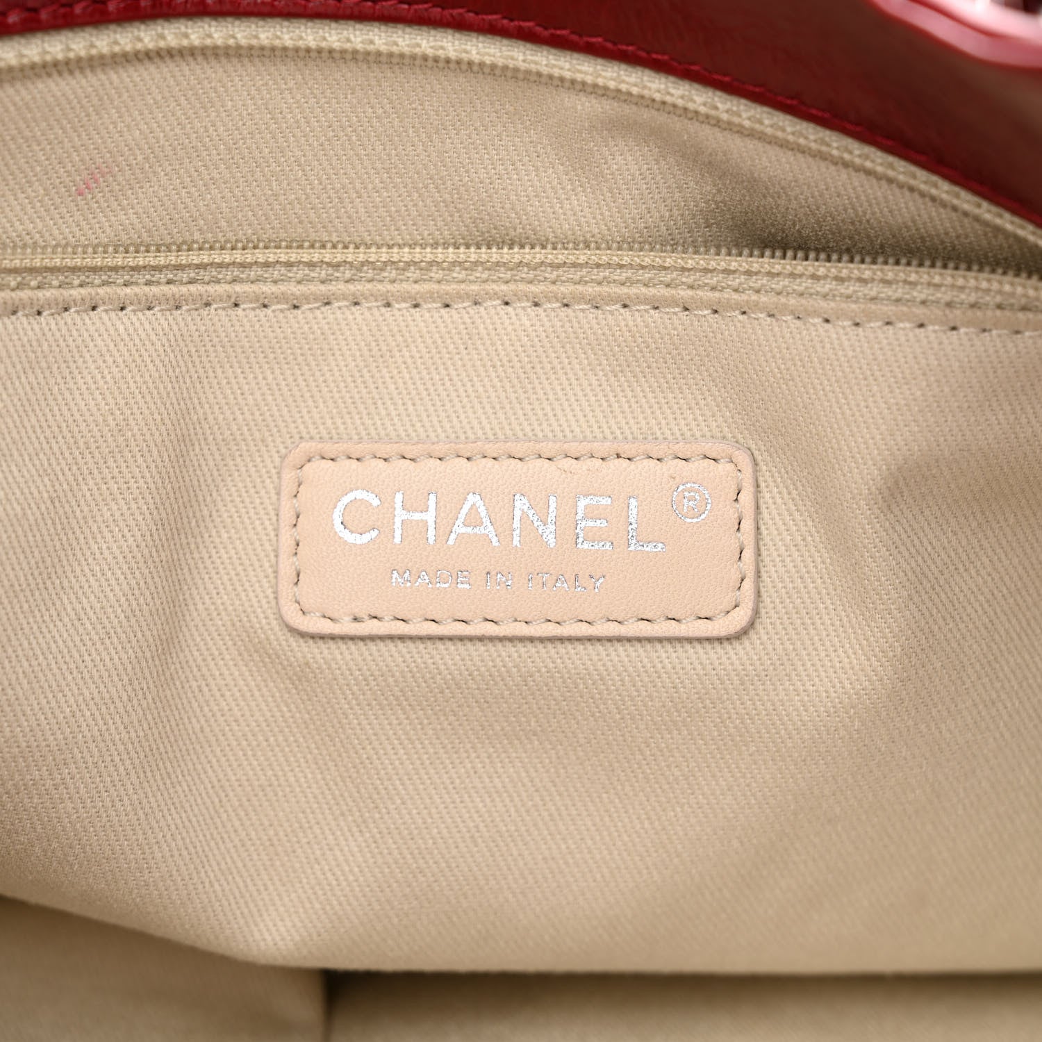 Chanel Glazed Goatskin Double Contrast Stitch Tote Red 6 of 10