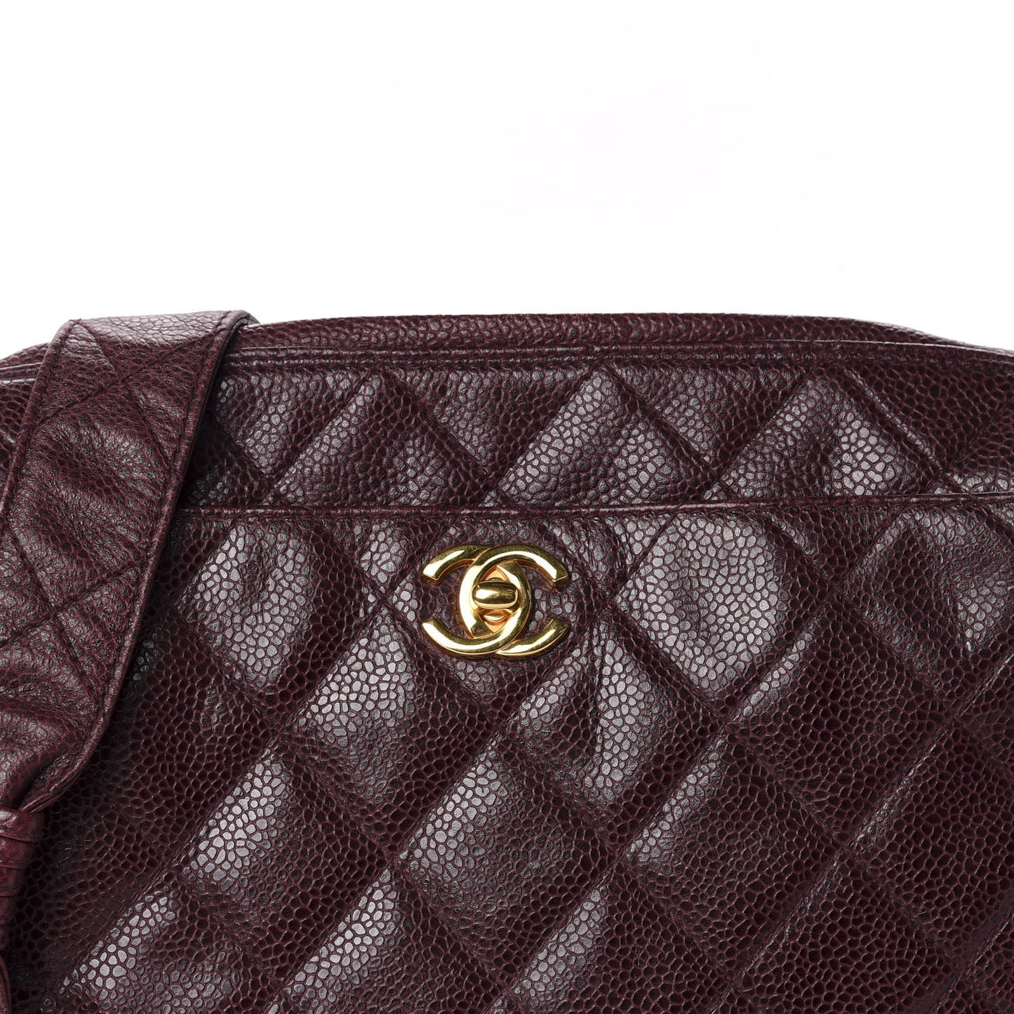 Caviar Quilted Camera Case Burgundy